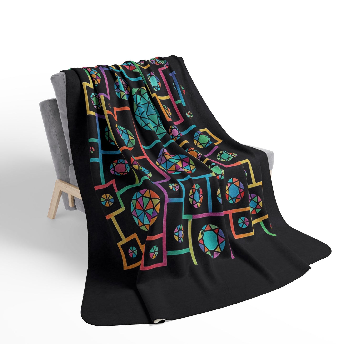 Geometric Boho Heritage Fleece Sherpa Blanket
