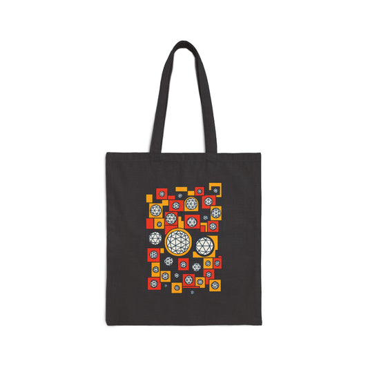 Colorful Geometric Cotton Canvas Tote Bag, Eco-Friendly Shopping Bag