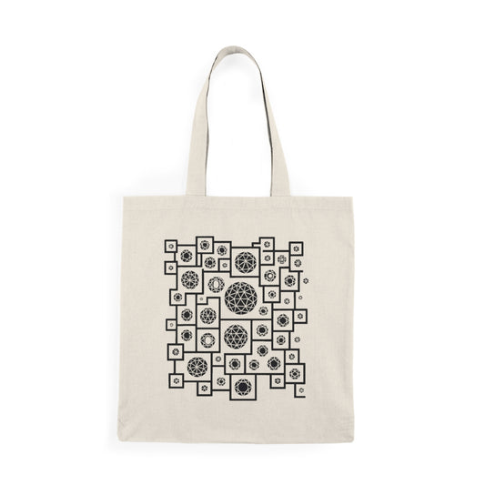 Geometric Heritage Tote Bag - Black & White Pattern