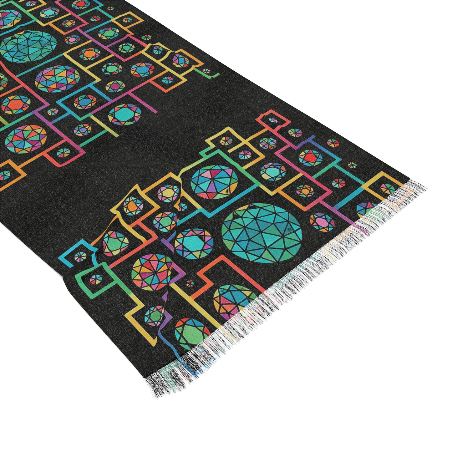 Geometric Heritage Patterned Light Scarf, Boho Chic Accessory