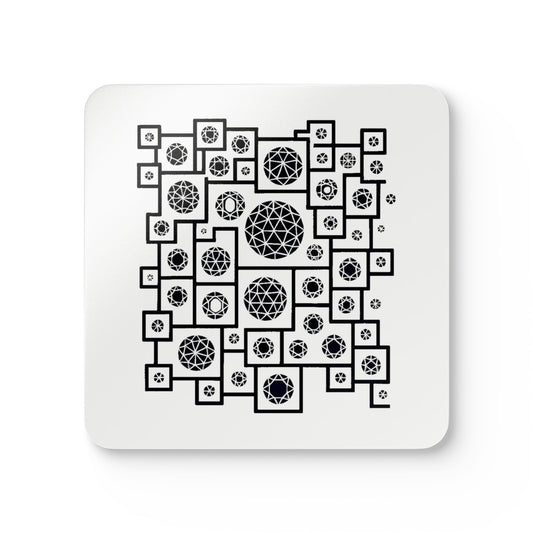 Geometric Heritage Coaster Set, Inspired by Plish-shaped domes of National Library of Kosovo - Black and White