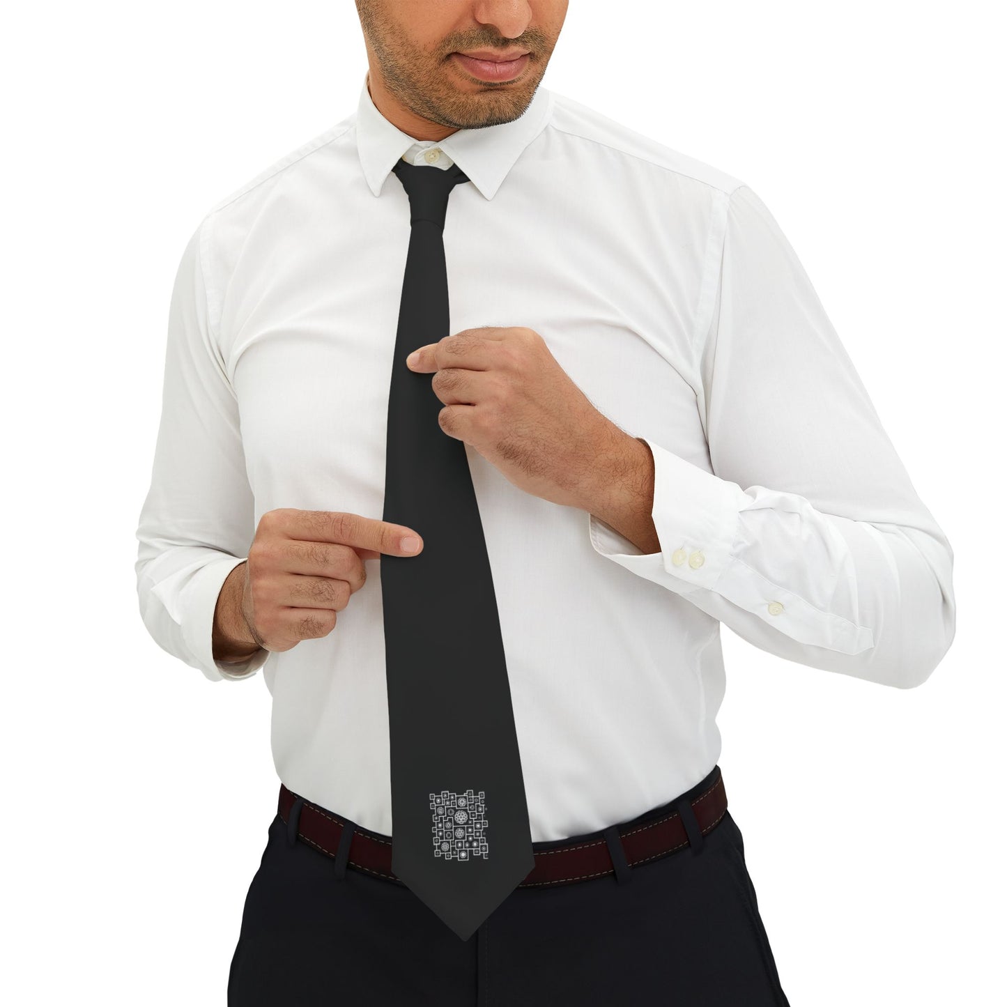 Geometric Heritage Necktie - White