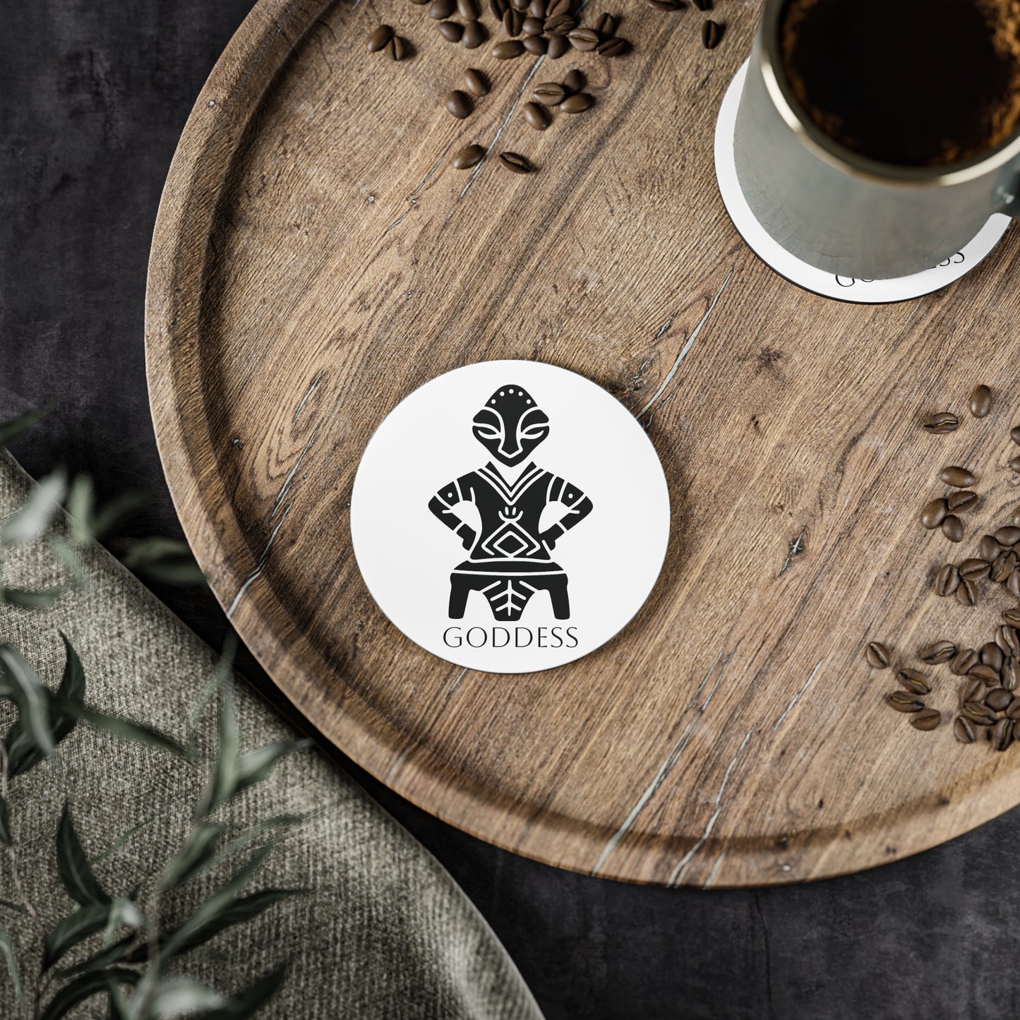 Illyrian Goddess Round Coasters, Ancient Kosovo Symbol, Unique Boho Decor, Drink Coasters for Home