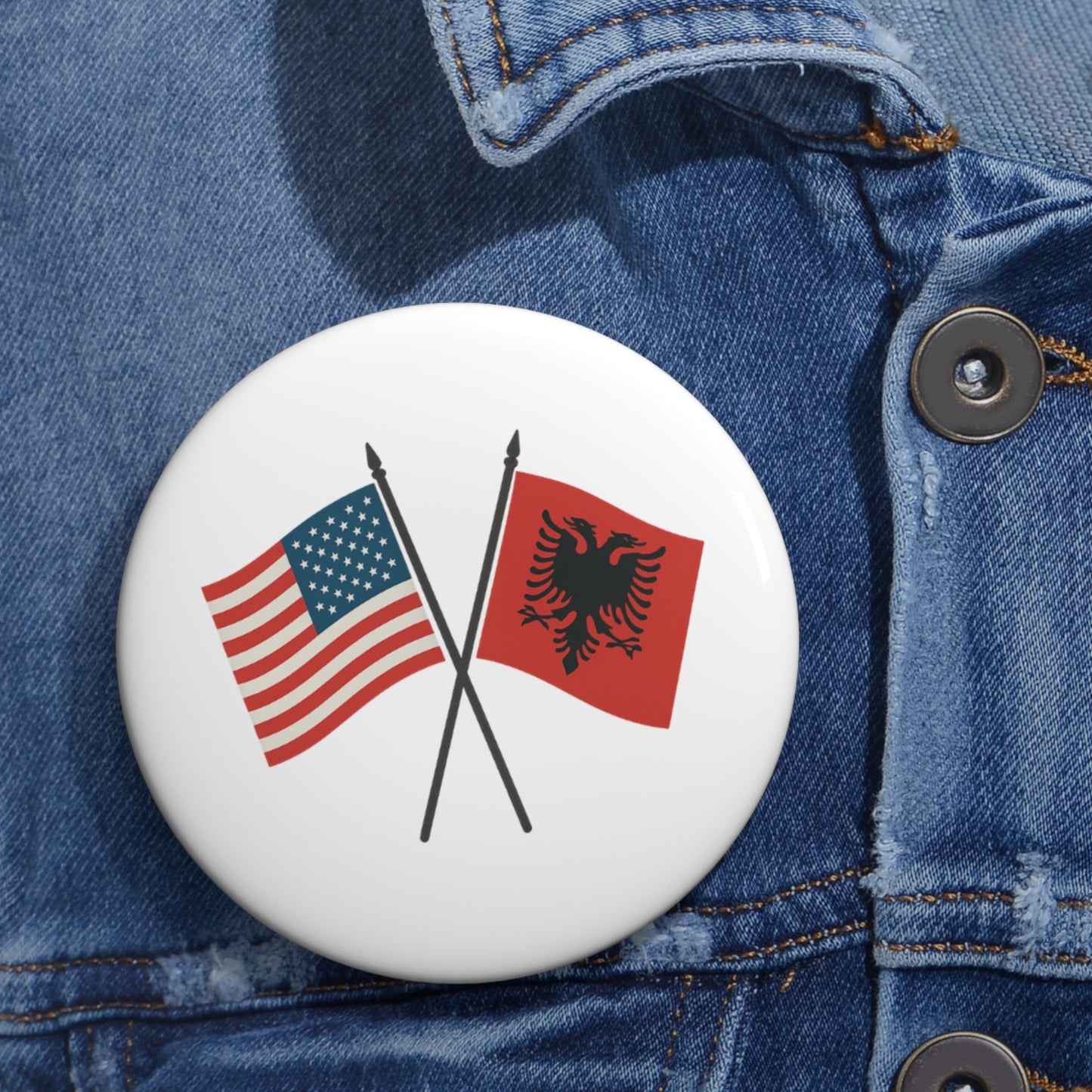 Custom Flag Pin Buttons | USA Albania Gifts for Events, Parties, Celebrations, Souvenirs, Accessories