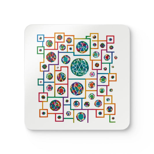 Geometric Heritage Coaster Set, Inspired by Plish-shaped domes of National Library of Kosovo - Colorful