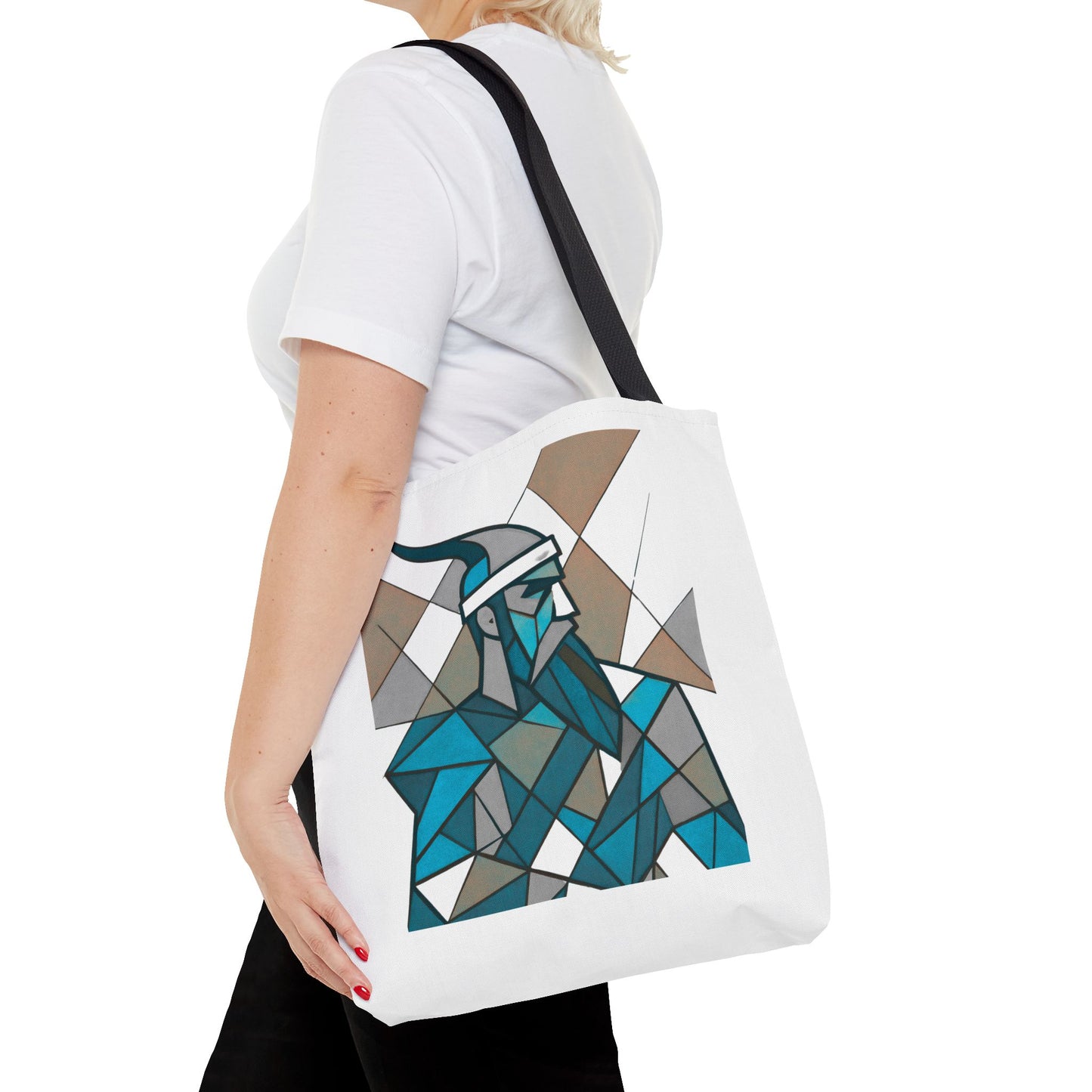 Geometric Warrior Tote Bag | Honoring Albanian Hero - Gjergj Kastrioti Skenderbeu
