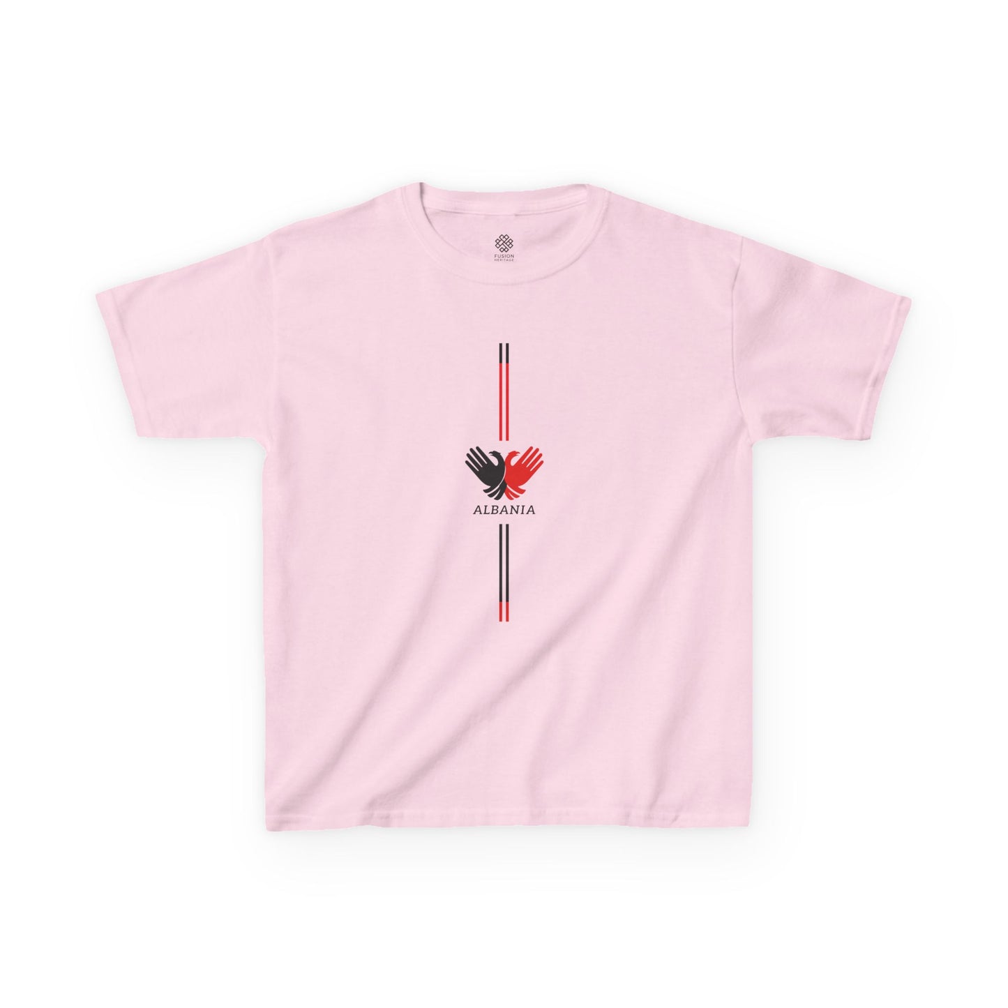 Albanian Kids T-Shirt - Hand Eagle Symbol with Stripes | Heritage Pride Tee Fun - Shqipe