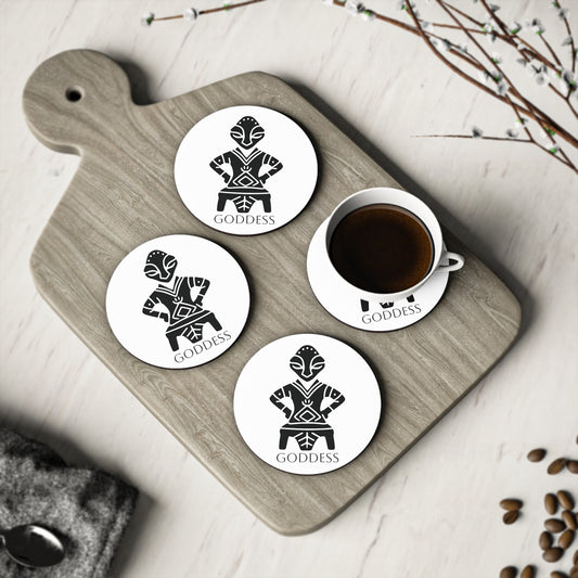 Illyrian Goddess Round Coasters,  Ancient Kosovo Symbol, Unique Boho Decor, Drink Coasters for Home