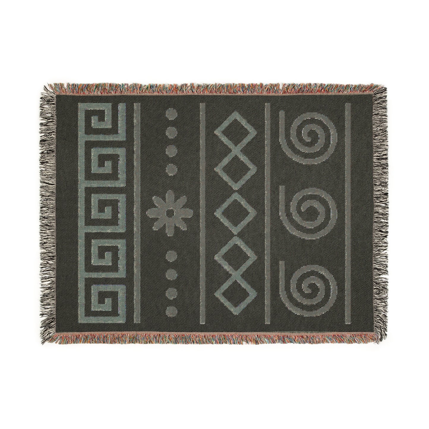 Illyrian Weave - Boho Spiral Harmony Woven Throw Blanket in Taupe & Cream