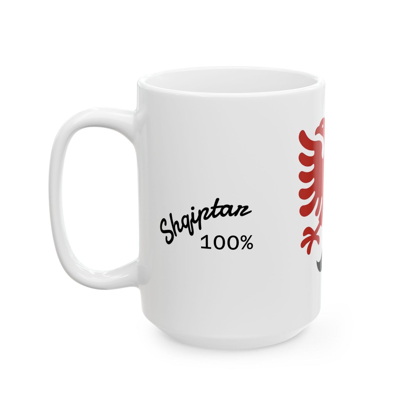 Albanian Dad Mug with Eagle & Mustache - Red Eagle