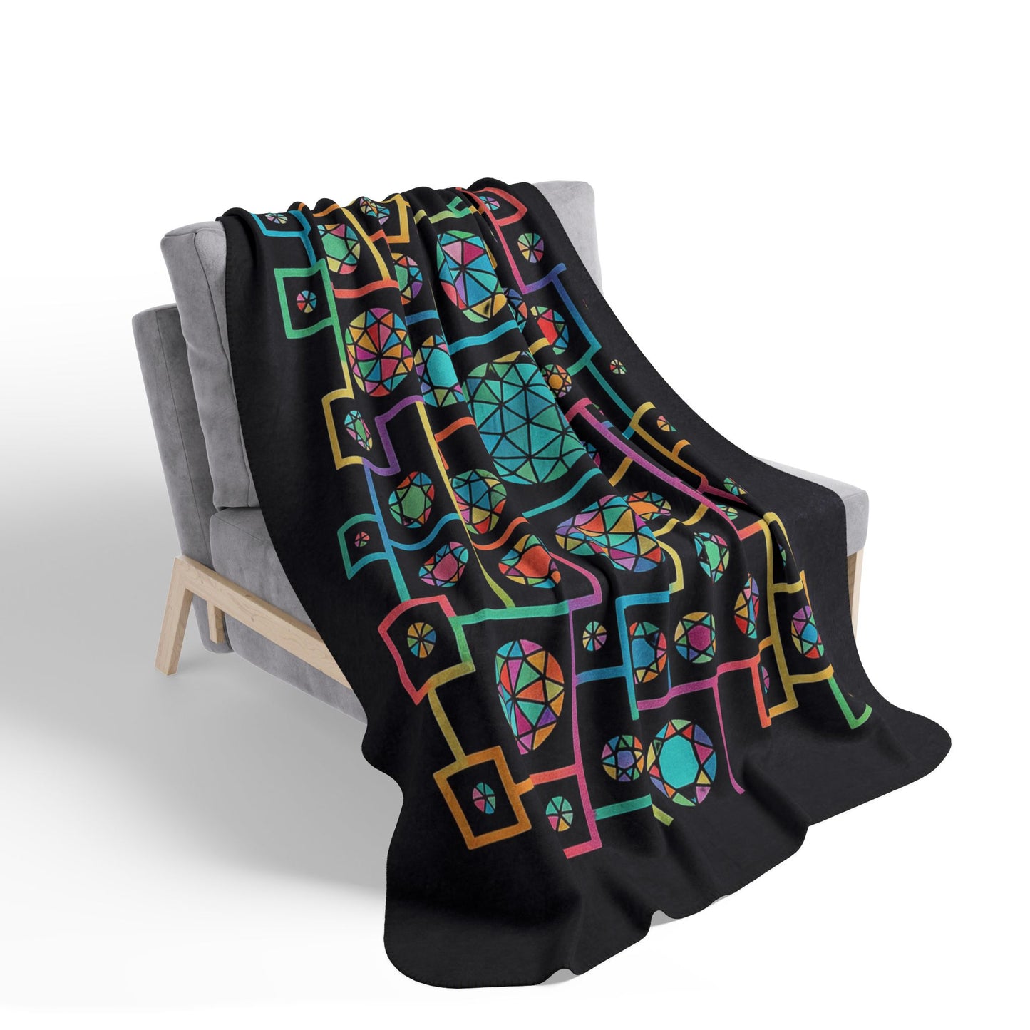 Geometric Boho Heritage Fleece Sherpa Blanket