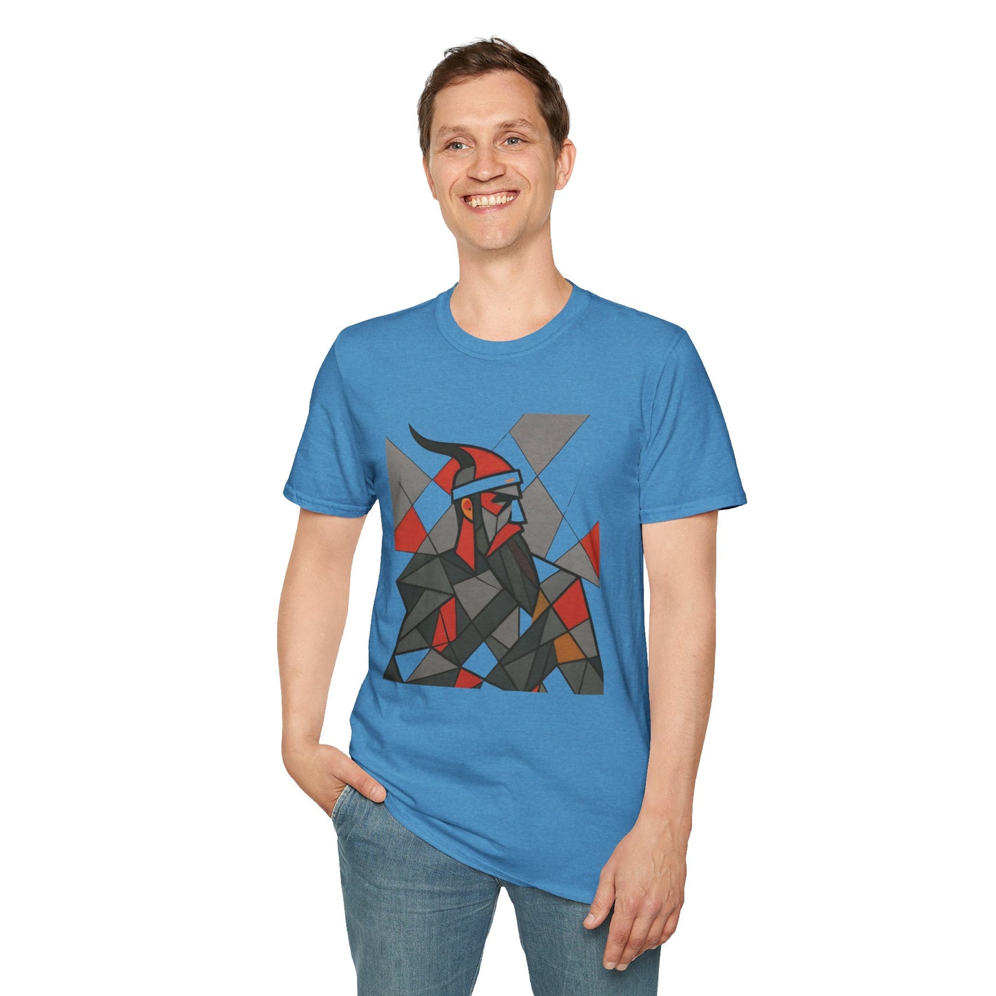 Skanderbeu Geometric Art T-Shirt, Albanian Hero Tee, (Adult Unisex) - Mutlicolor