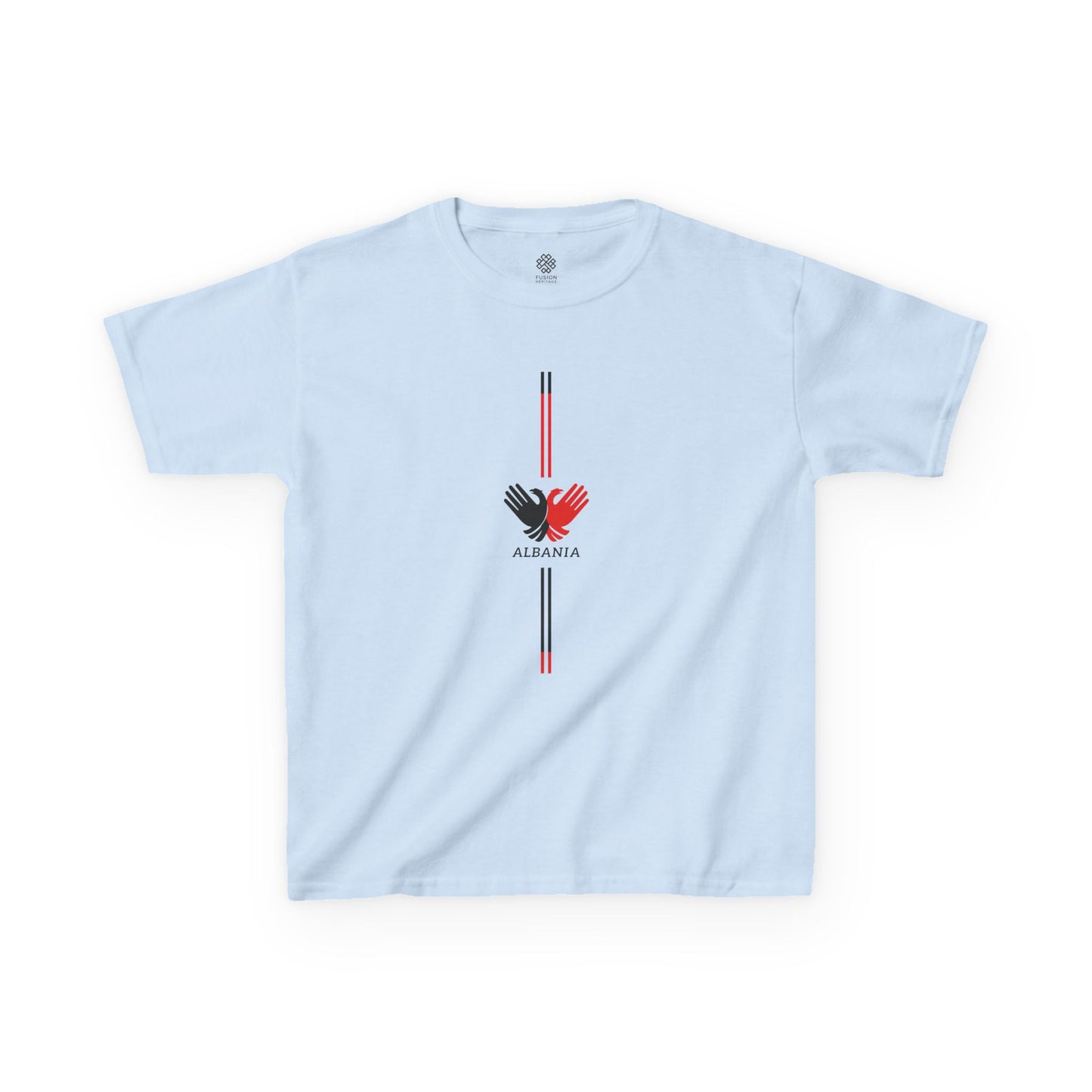 Albanian Kids T-Shirt - Hand Eagle Symbol with Stripes | Heritage Pride Tee Fun - Shqipe