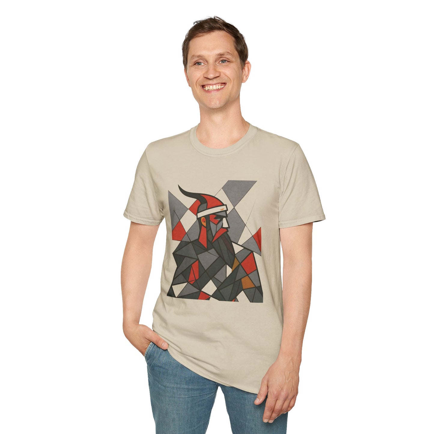 Skanderbeu Geometric Art T-Shirt, Albanian Hero Tee, (Adult Unisex) - Mutlicolor