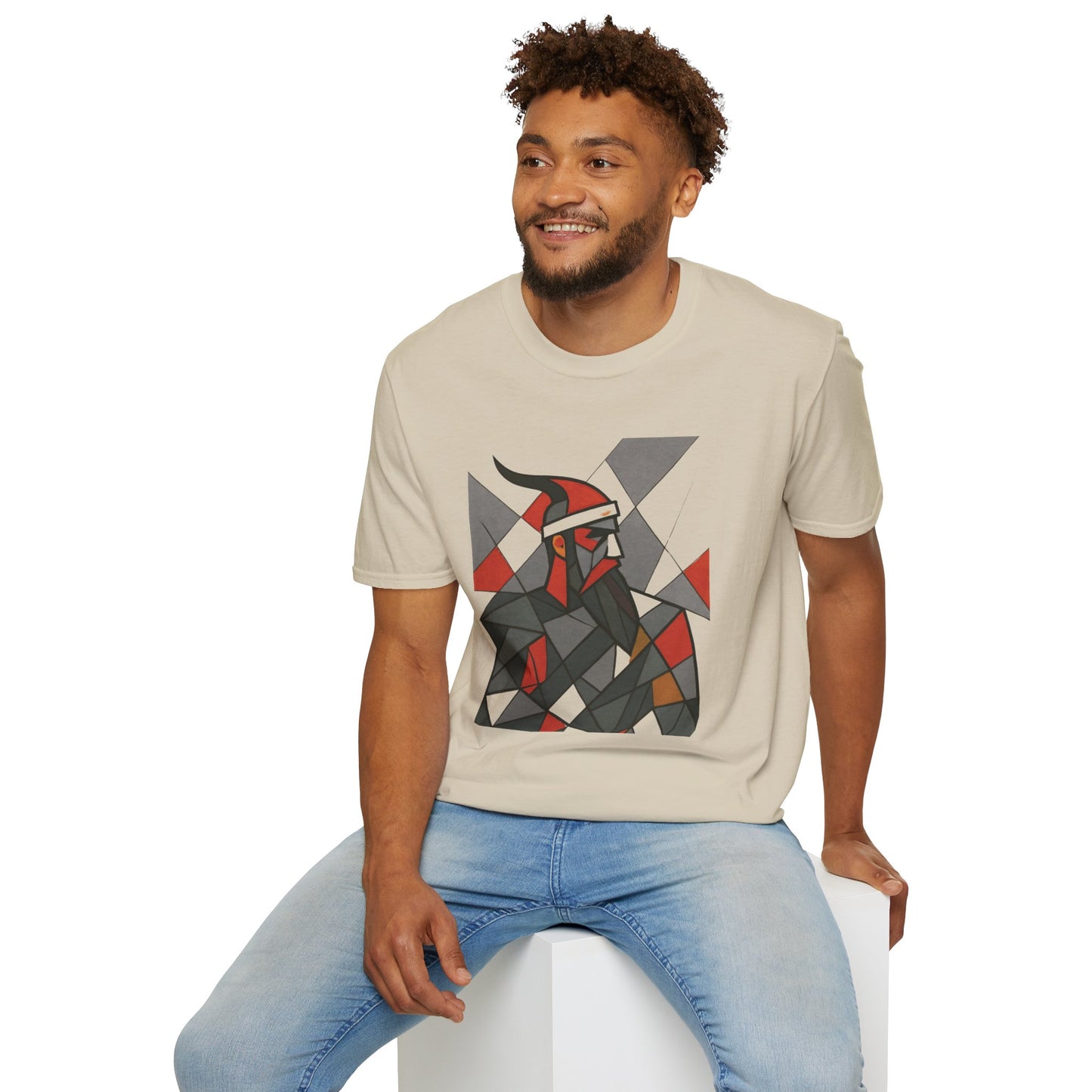 Skanderbeu Geometric Art T-Shirt, Albanian Hero Tee, (Adult Unisex) - Mutlicolor