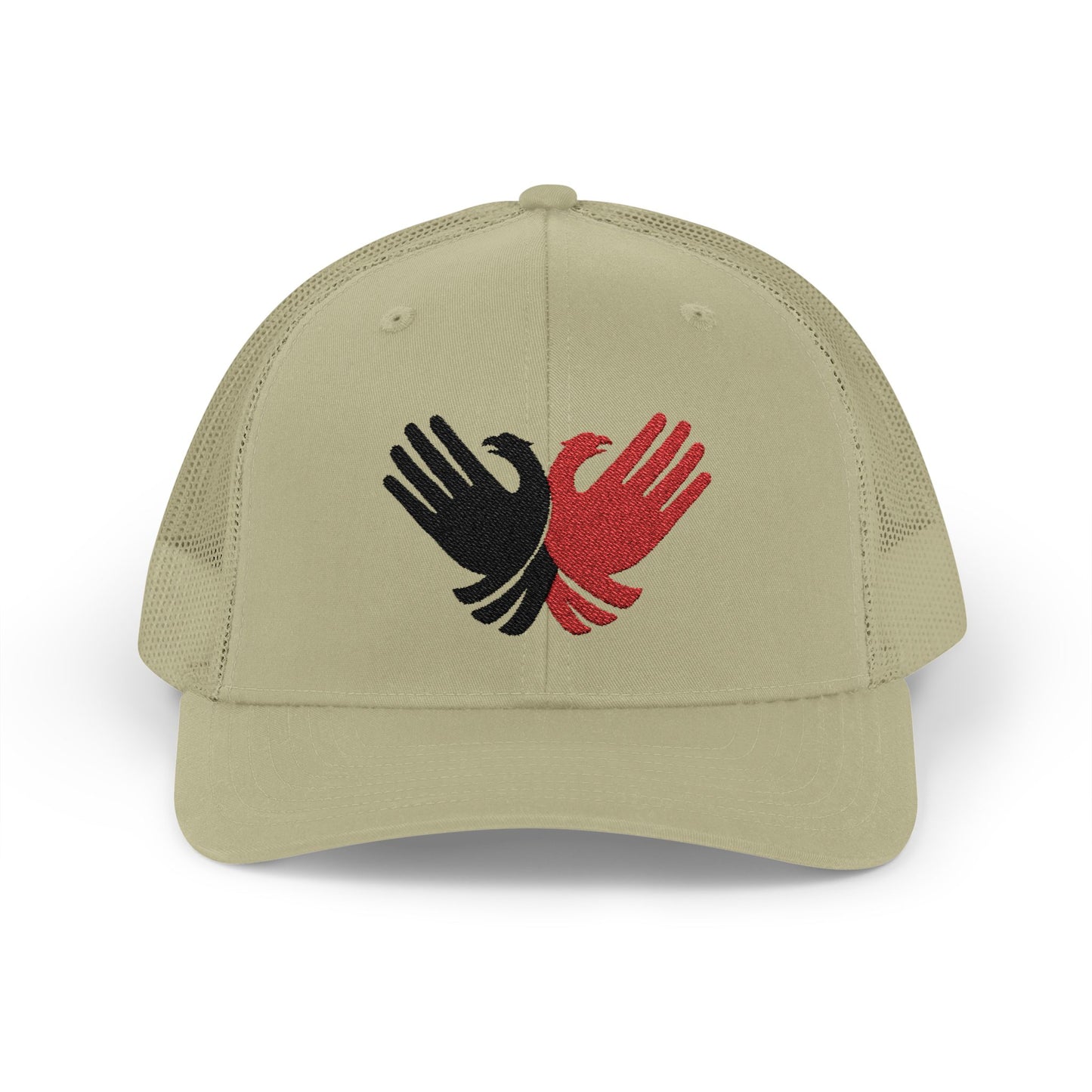 Albanian Pride Trucker Hat - Crossed Hands Double-Headed Eagle Design