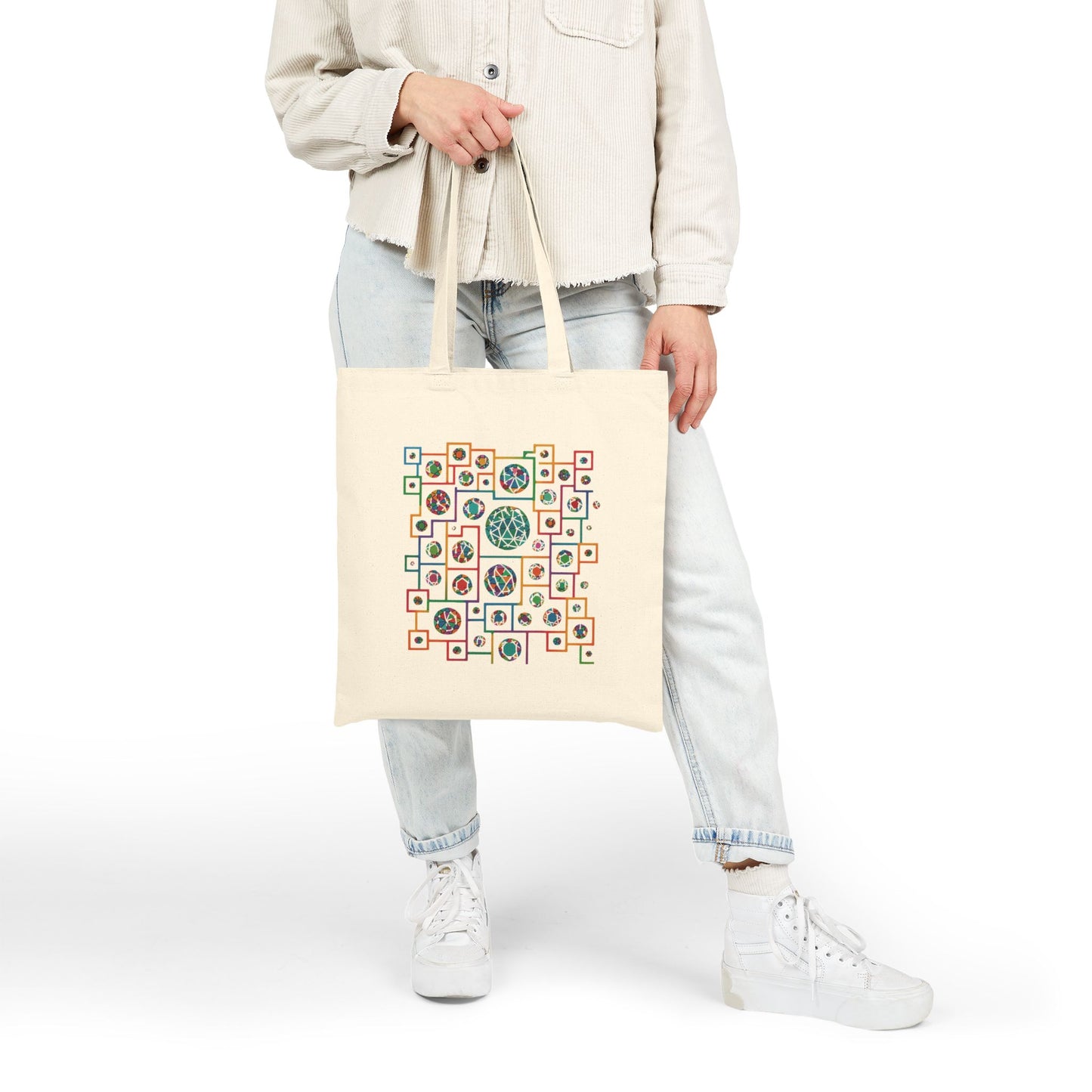 Nature-Inspired Cotton Canvas Tote Bag, Eco-Friendly Shopping Bag