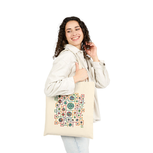 Nature-Inspired Cotton Canvas Tote Bag, Eco-Friendly Shopping Bag