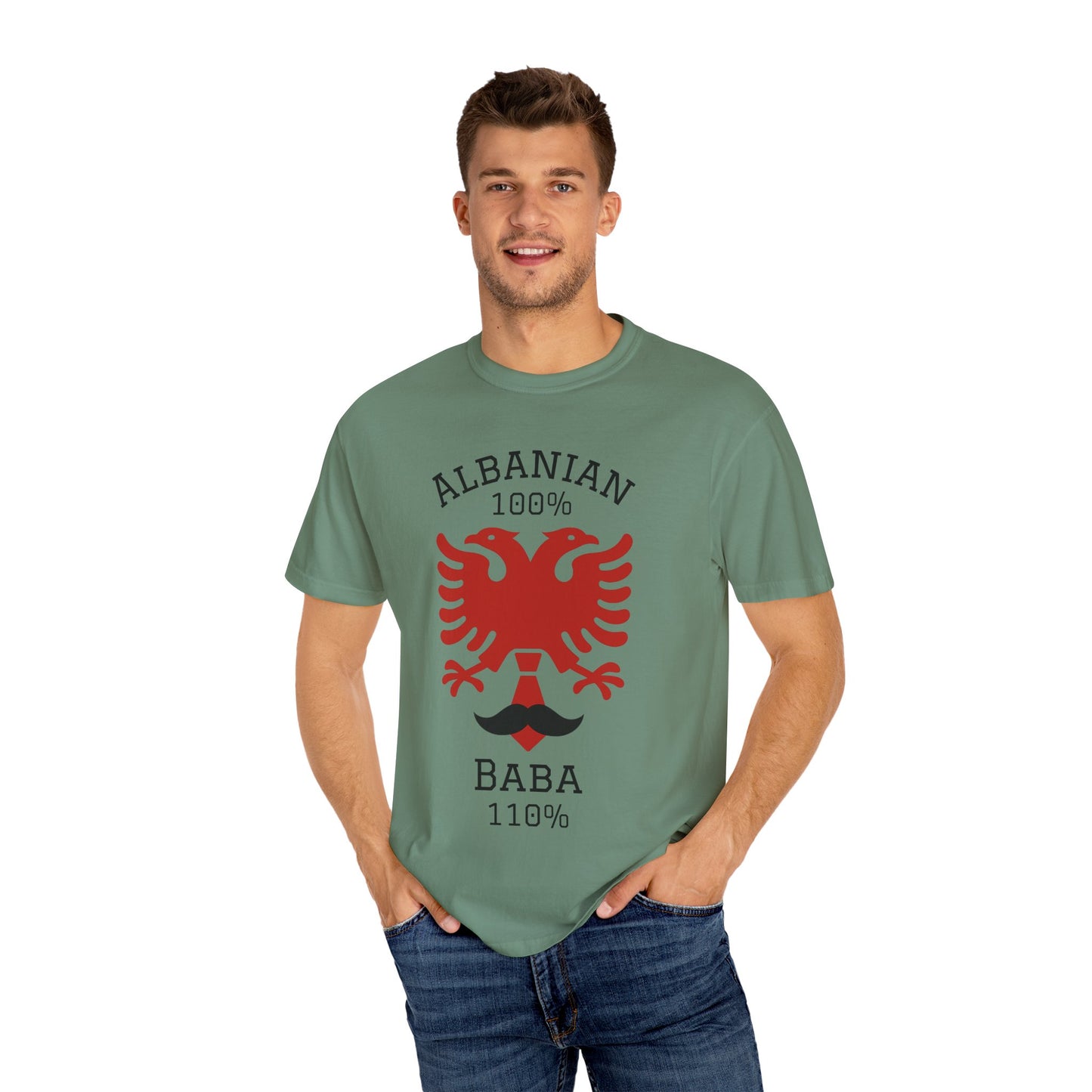 110% Baba - Albanian Dad T-Shirt | Father's Day Gift with Eagle Motif