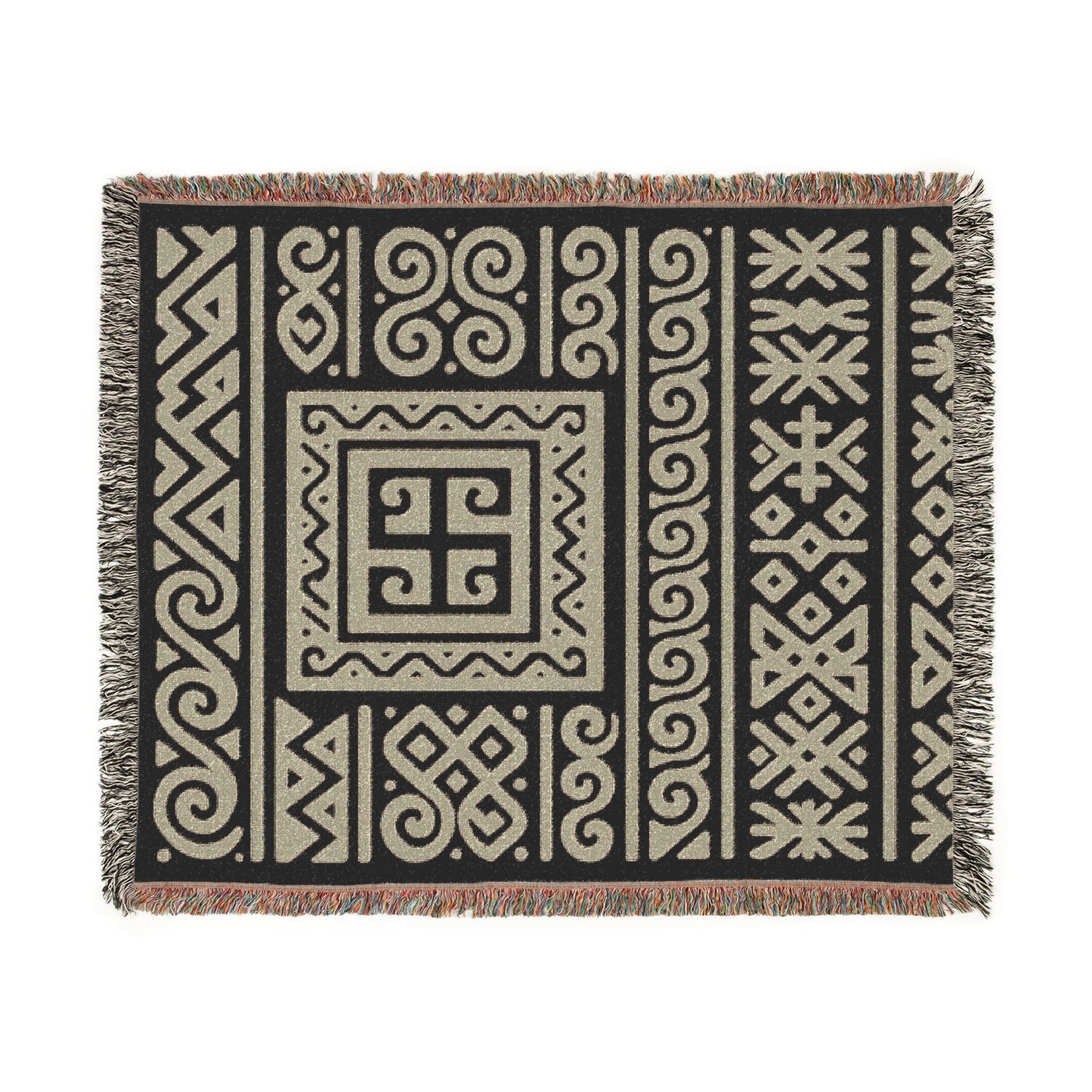 Taupe & Black Illyrian Symbol Woven Throw Blanket - Illyrian Wave