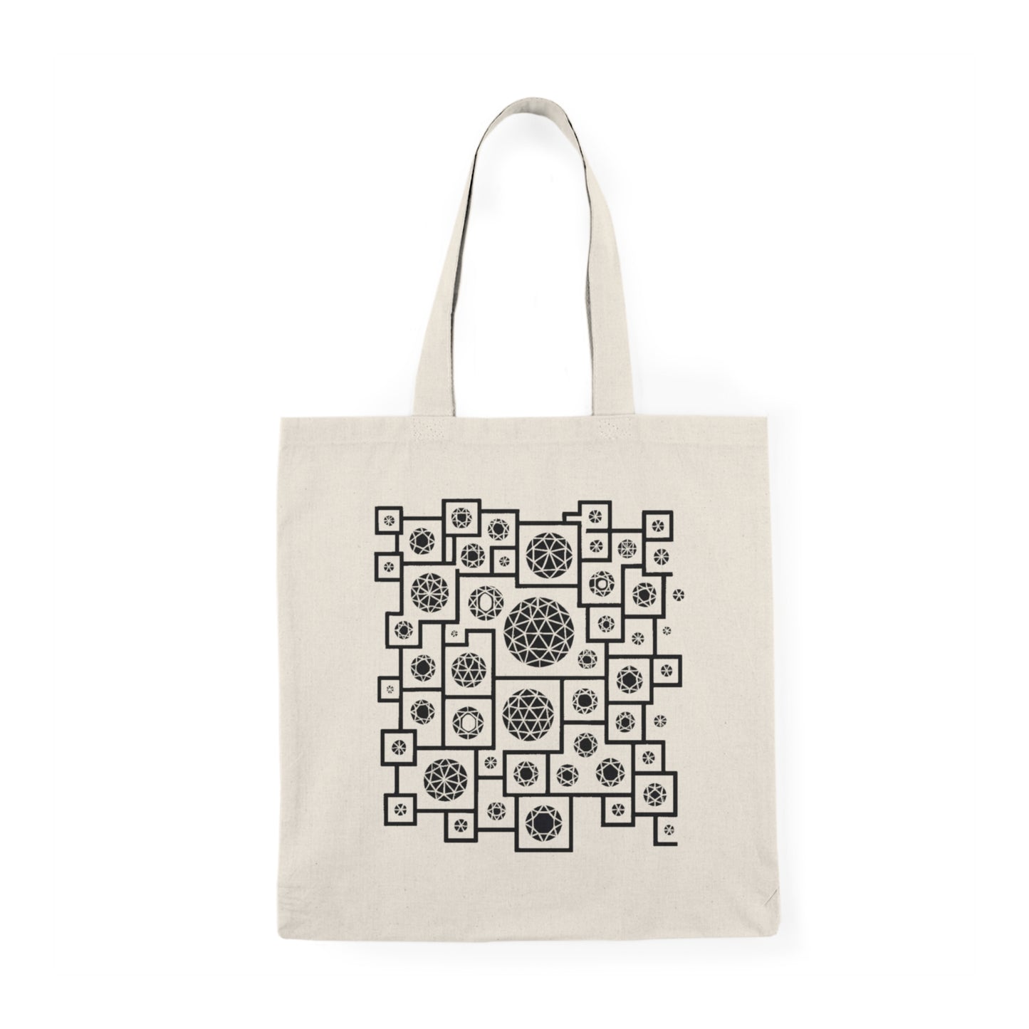 Geometric Heritage Tote Bag - Black & White Pattern