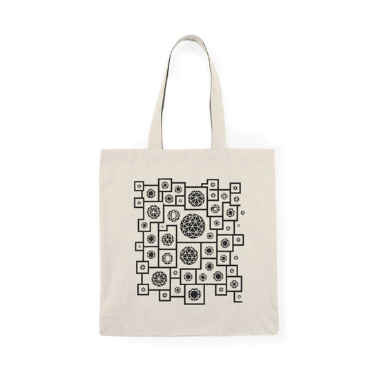 Geometric Heritage Tote Bag - Black & White Pattern