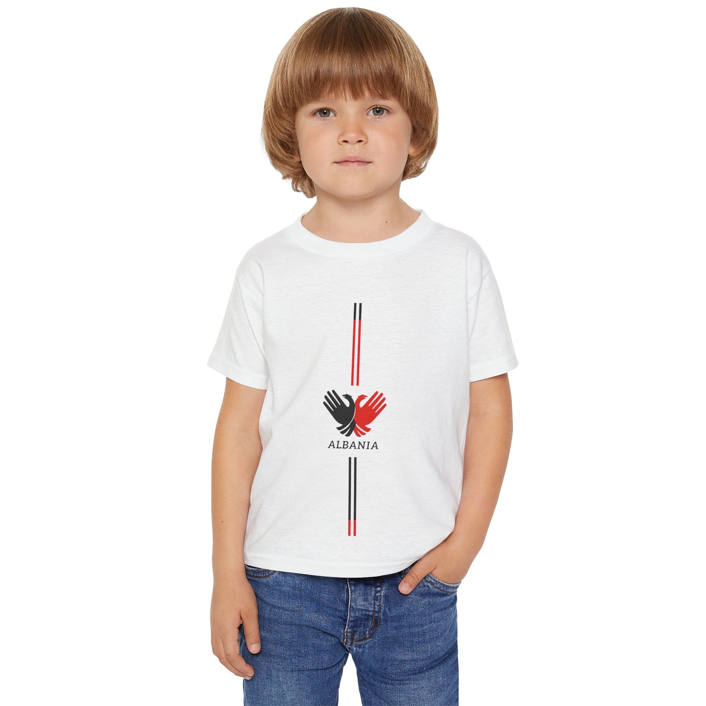 Albanian Toddler T-Shirt - Heavy Cotton Tee with Hand Eagle Design | Heritage Pride for Little Ones