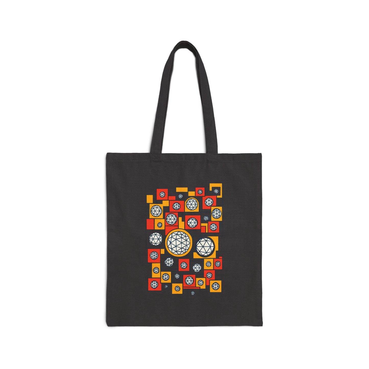 Colorful Geometric Cotton Canvas Tote Bag, Eco-Friendly Shopping Bag