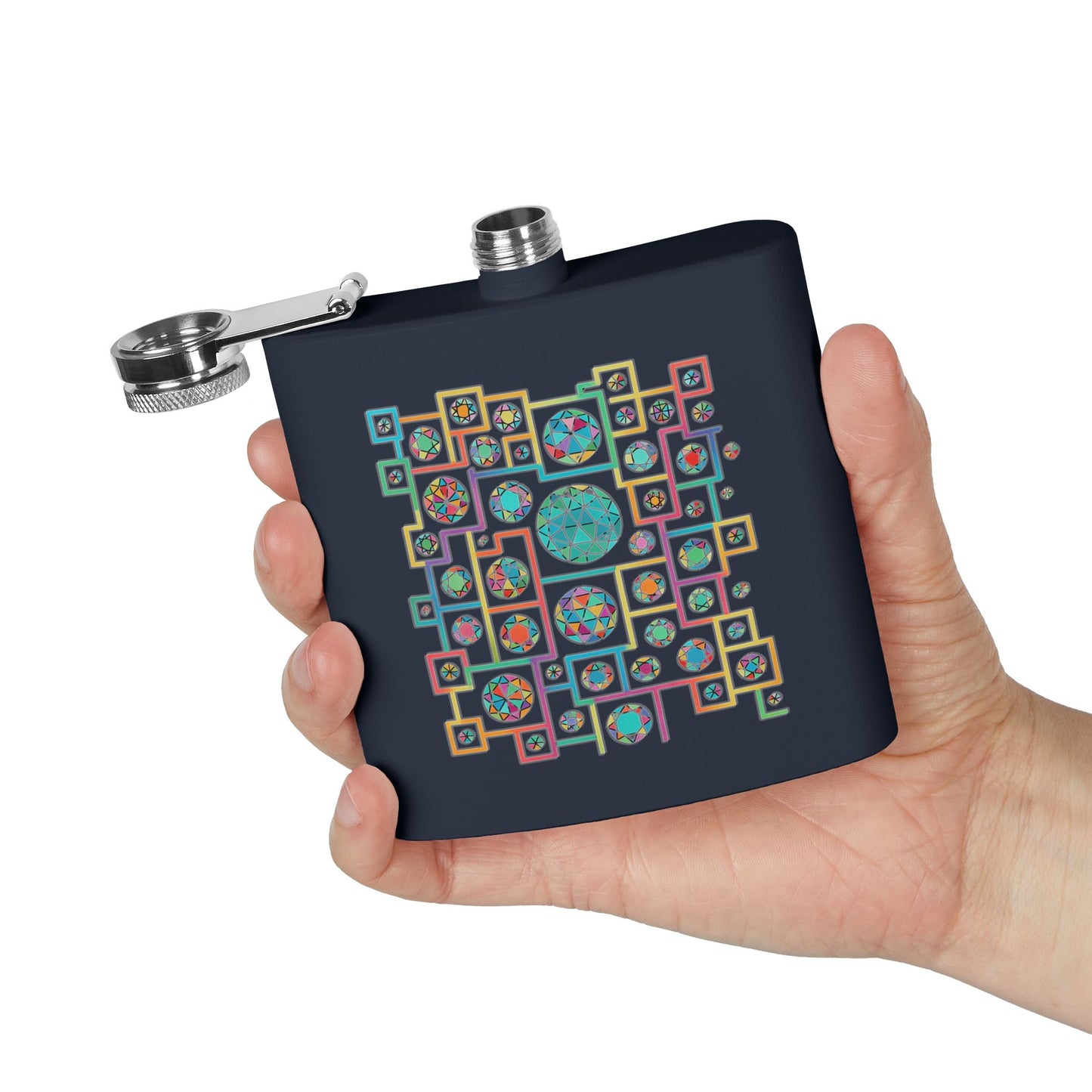 Colorful Geometric Stainless Steel Flask, 6oz