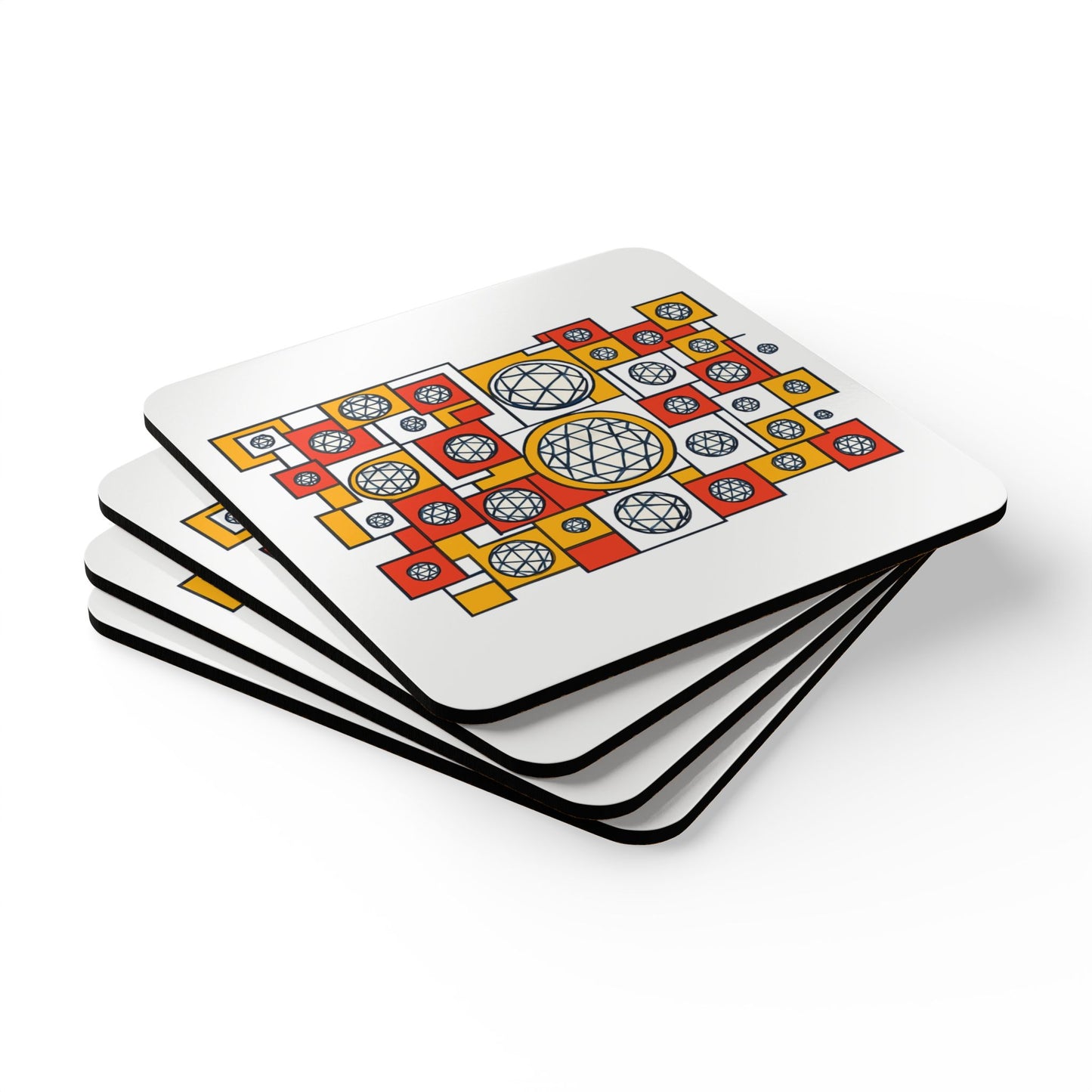 Geometric Heritage Coaster Set, Inspired by Plish-shaped domes of National Library of Kosovo