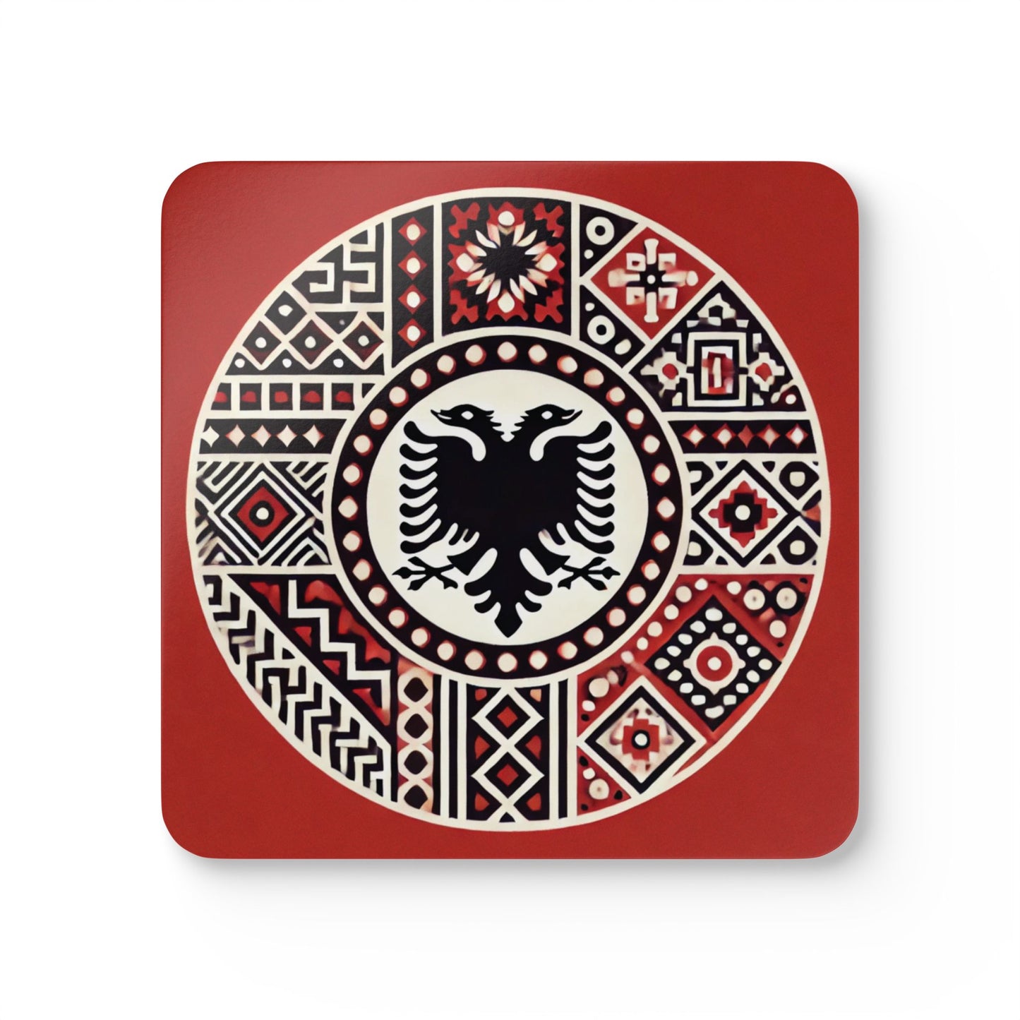 Albanian Folk Art Coaster - Timeless Heritage In Every Sip