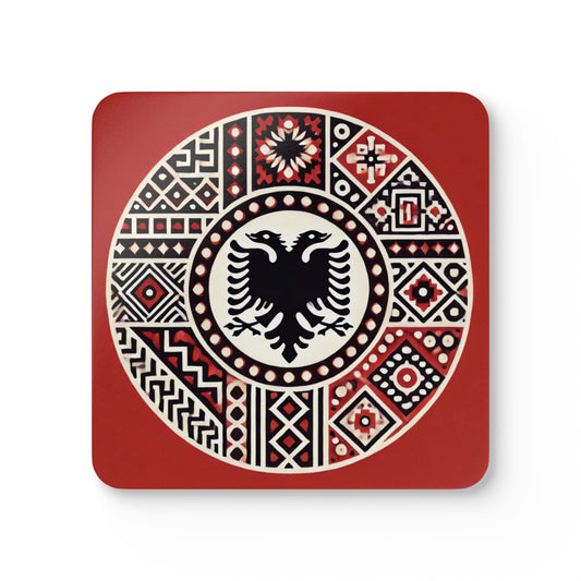 Albanian Folk Art Coaster - Timeless Heritage In Every Sip
