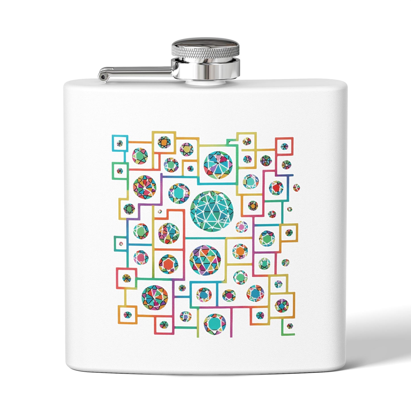 Colorful Geometric Stainless Steel Flask, 6oz