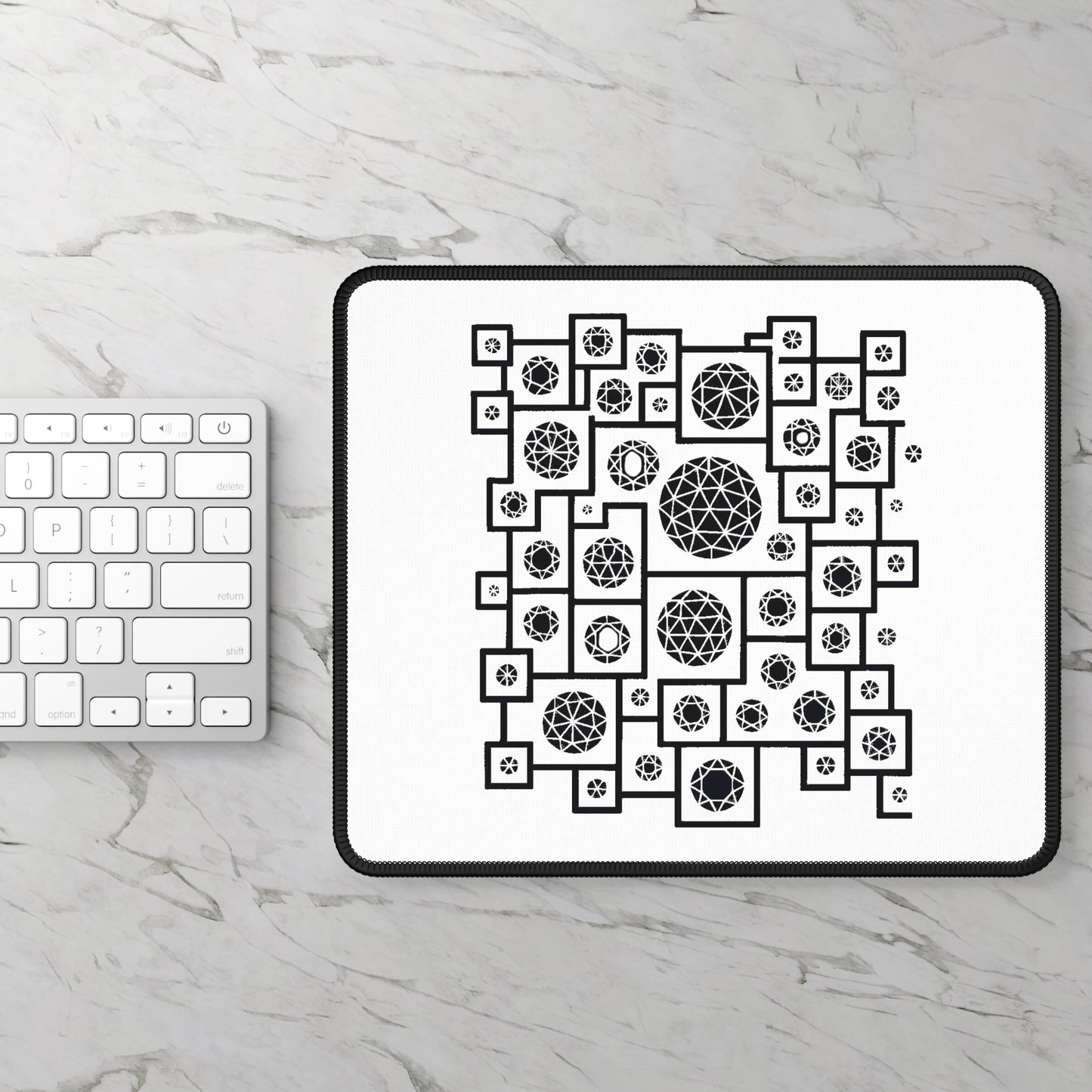 Geometric Heritage Mouse Pad -Black and White Edition
