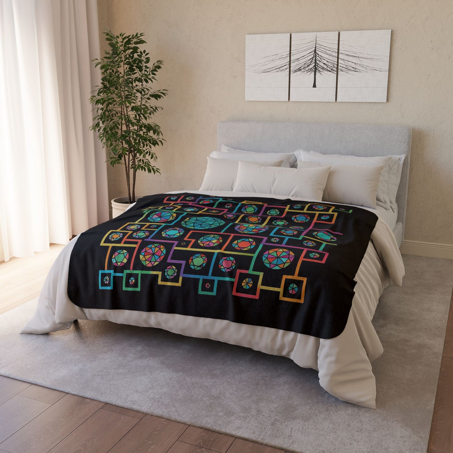 Geometric Boho Heritage Fleece Sherpa Blanket