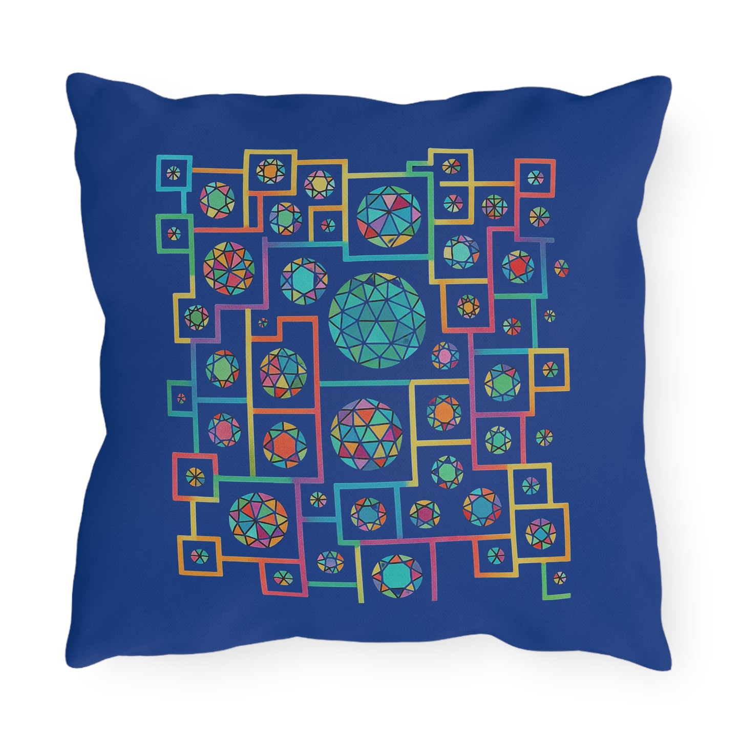 Geometric Heritage Outdoor Pillow - Royal Blue Edition