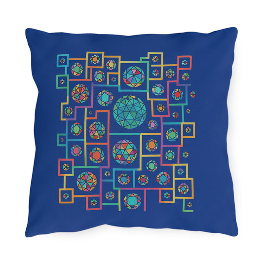 Geometric Heritage Outdoor Pillow - Royal Blue Edition