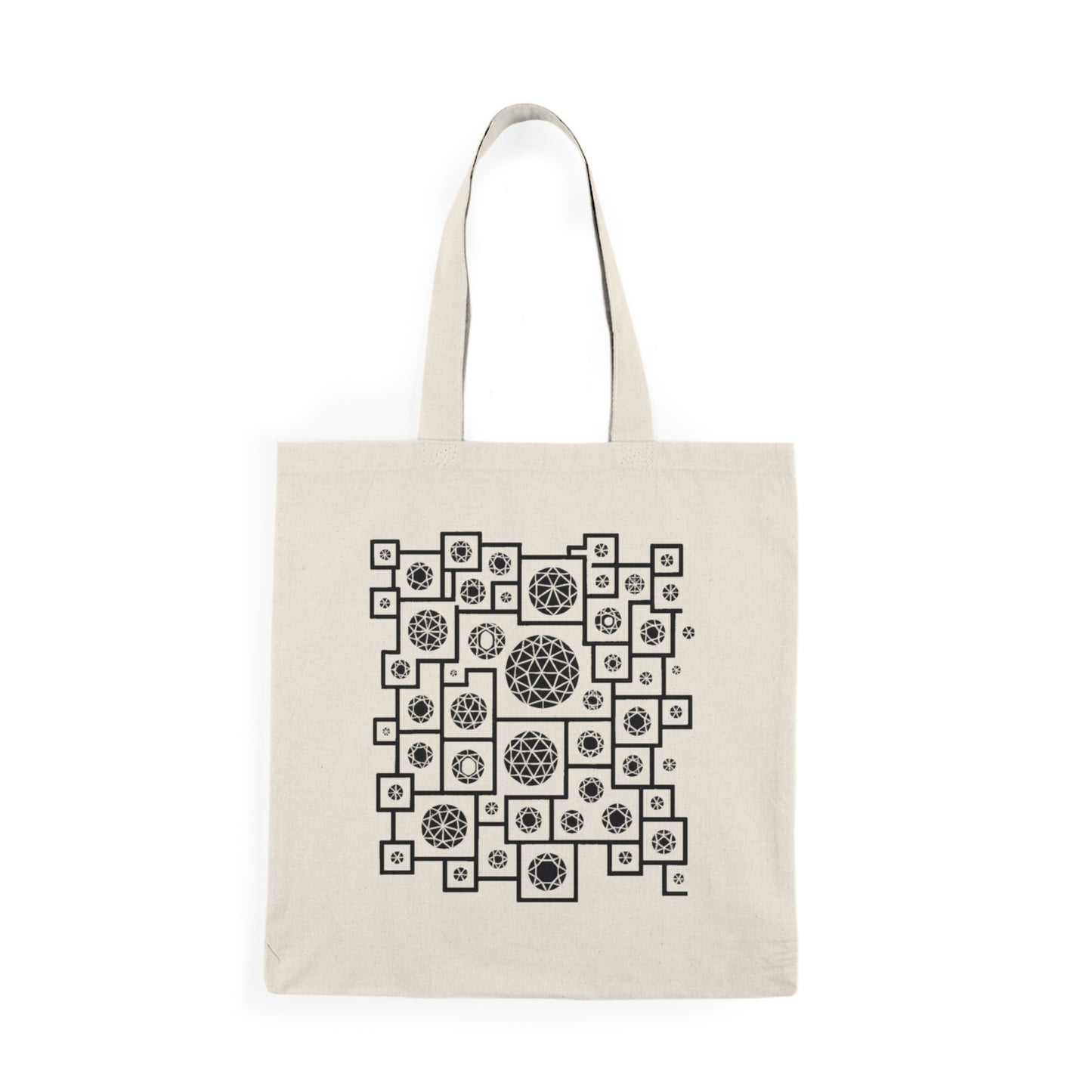 Geometric Heritage Tote Bag - Black & White Pattern