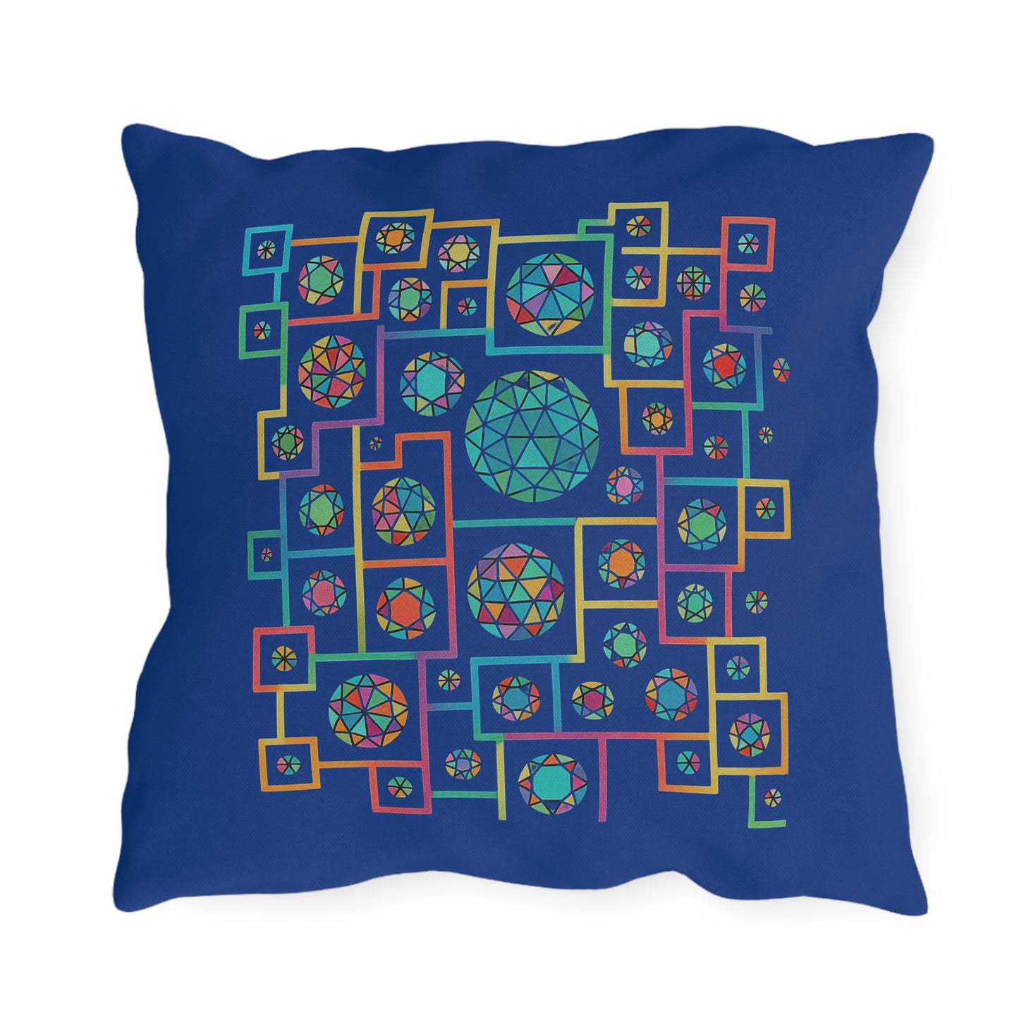 Geometric Heritage Outdoor Pillow - Royal Blue Edition