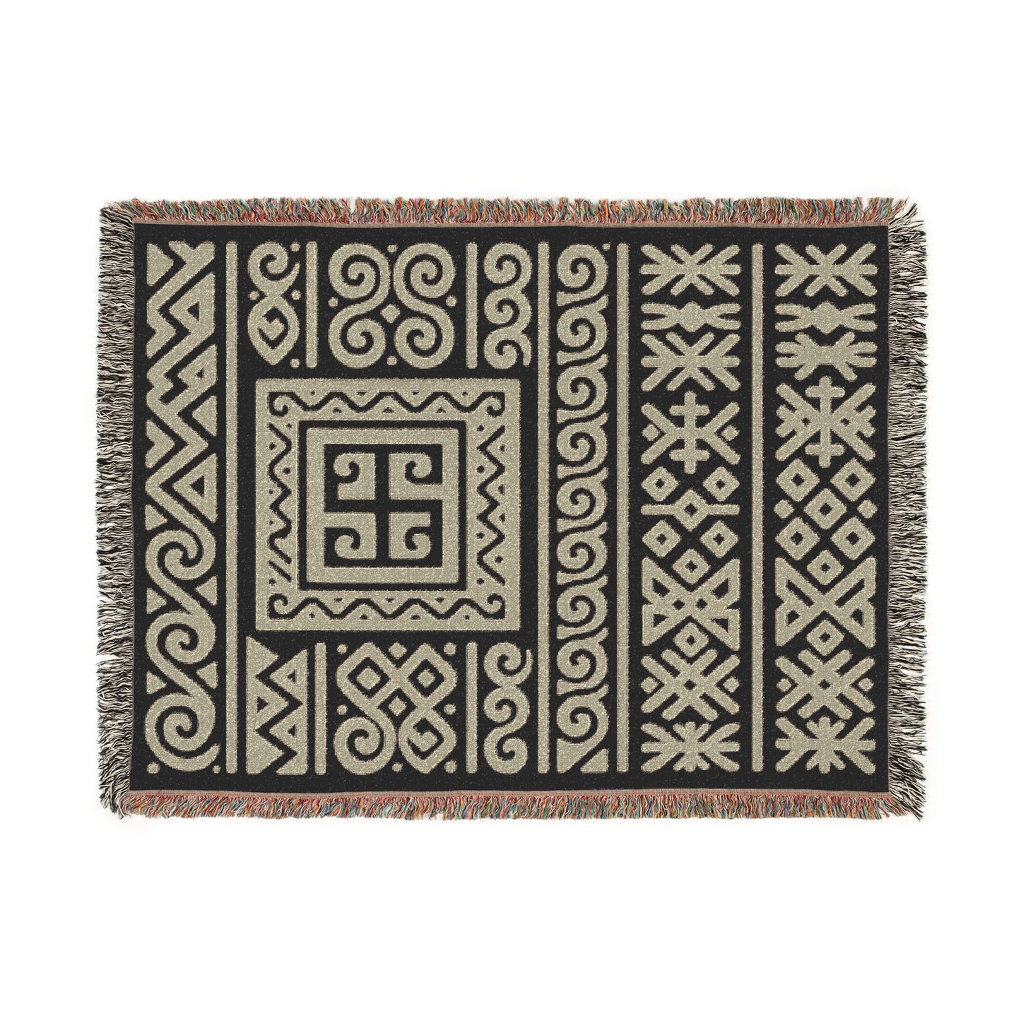 Taupe & Black Illyrian Symbol Woven Throw Blanket - Illyrian Wave