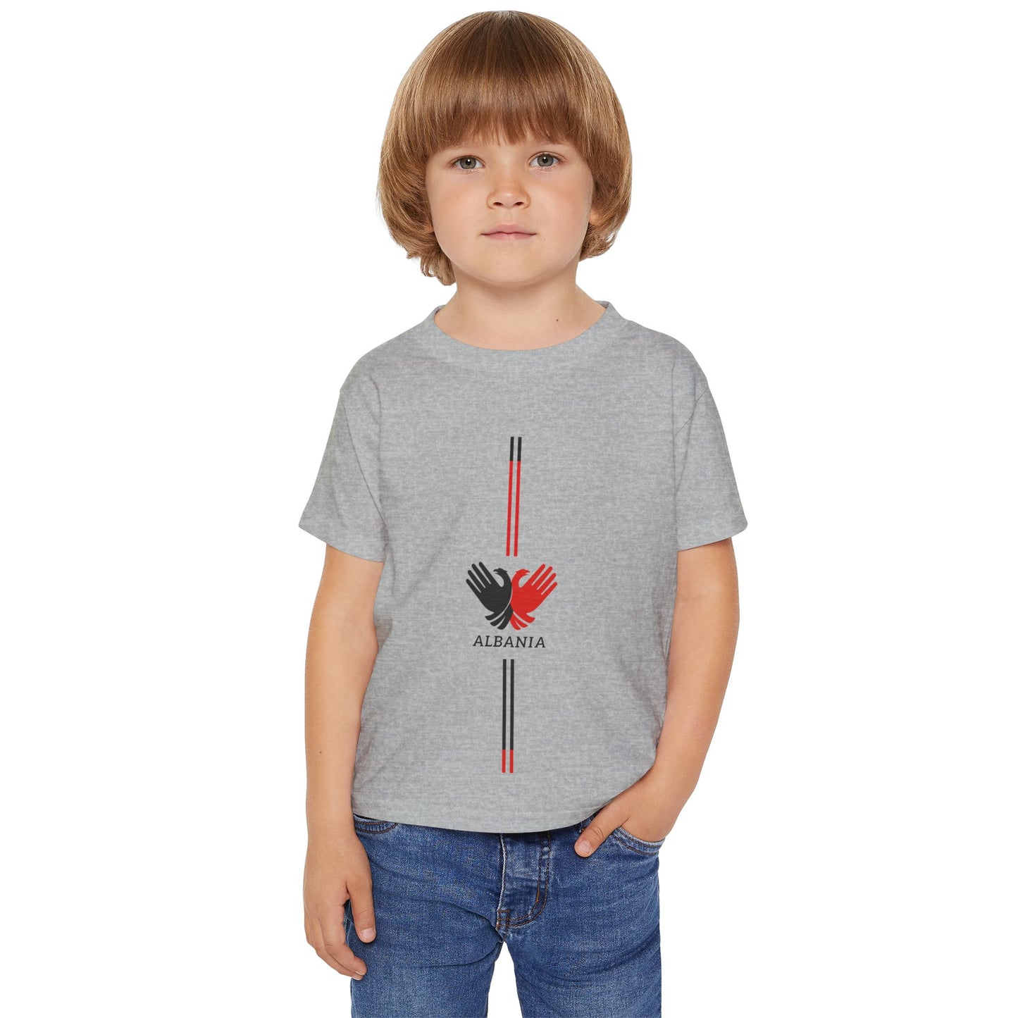 Albanian Toddler T-Shirt - Heavy Cotton Tee with Hand Eagle Design | Heritage Pride for Little Ones