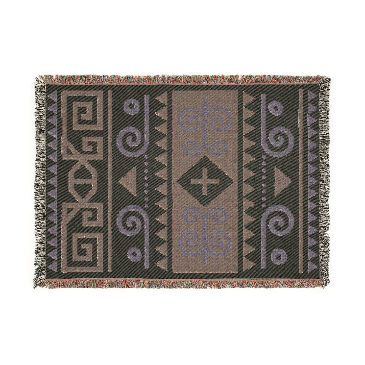 Azure Sky & Sand Tribal Woven Throw Blanket - Illyrian Wave
