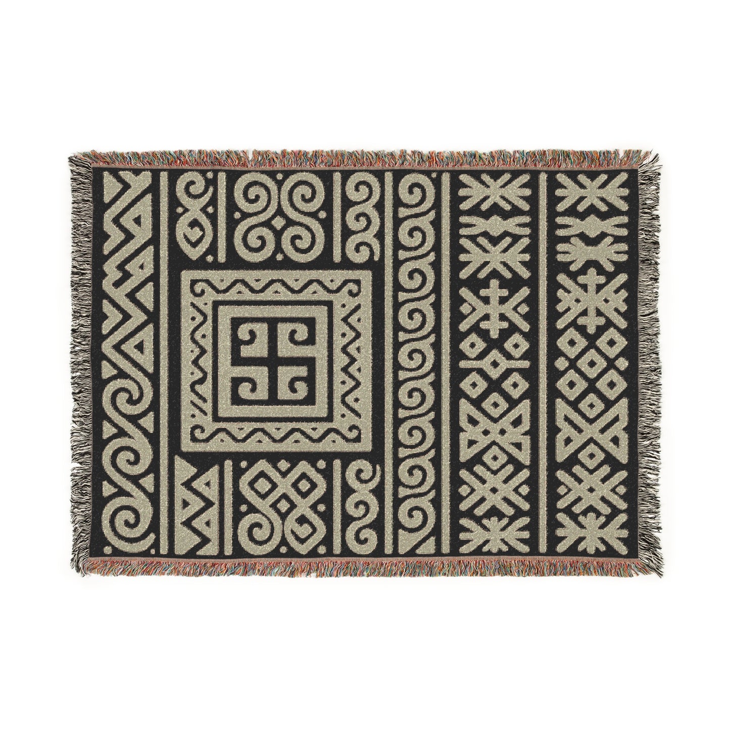Taupe & Black Illyrian Symbol Woven Throw Blanket - Illyrian Wave