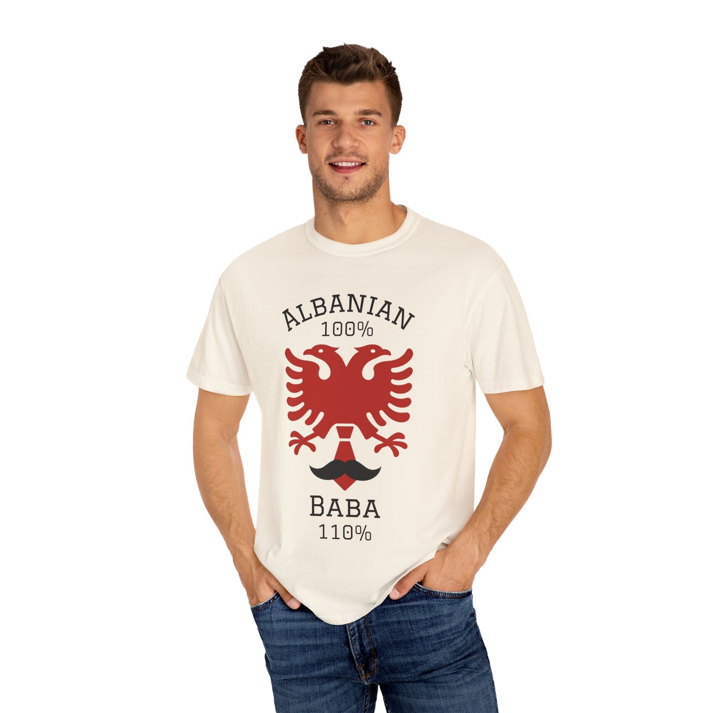 110% Baba - Albanian Dad T-Shirt | Father's Day Gift with Eagle Motif