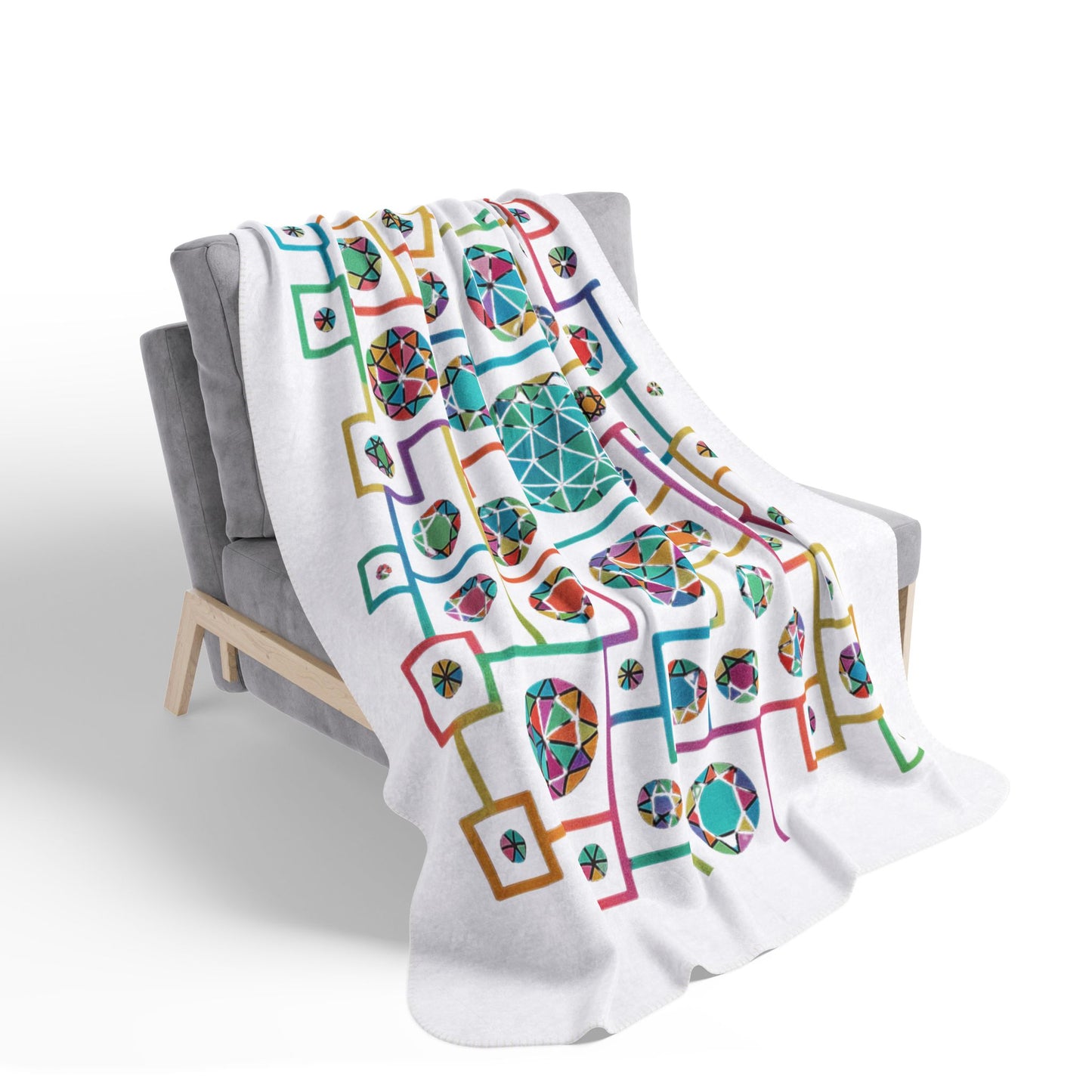 Geometric Boho Heritage Fleece Sherpa Blanket