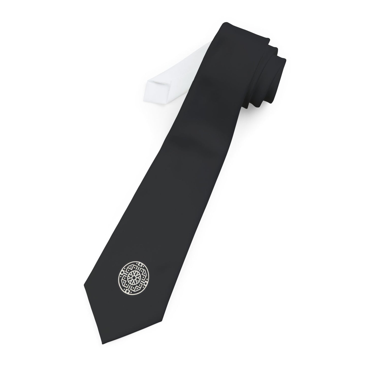Illyrian Heritage Tie - Modern Black Necktie with Ancient Symbol - Roots Run Deep