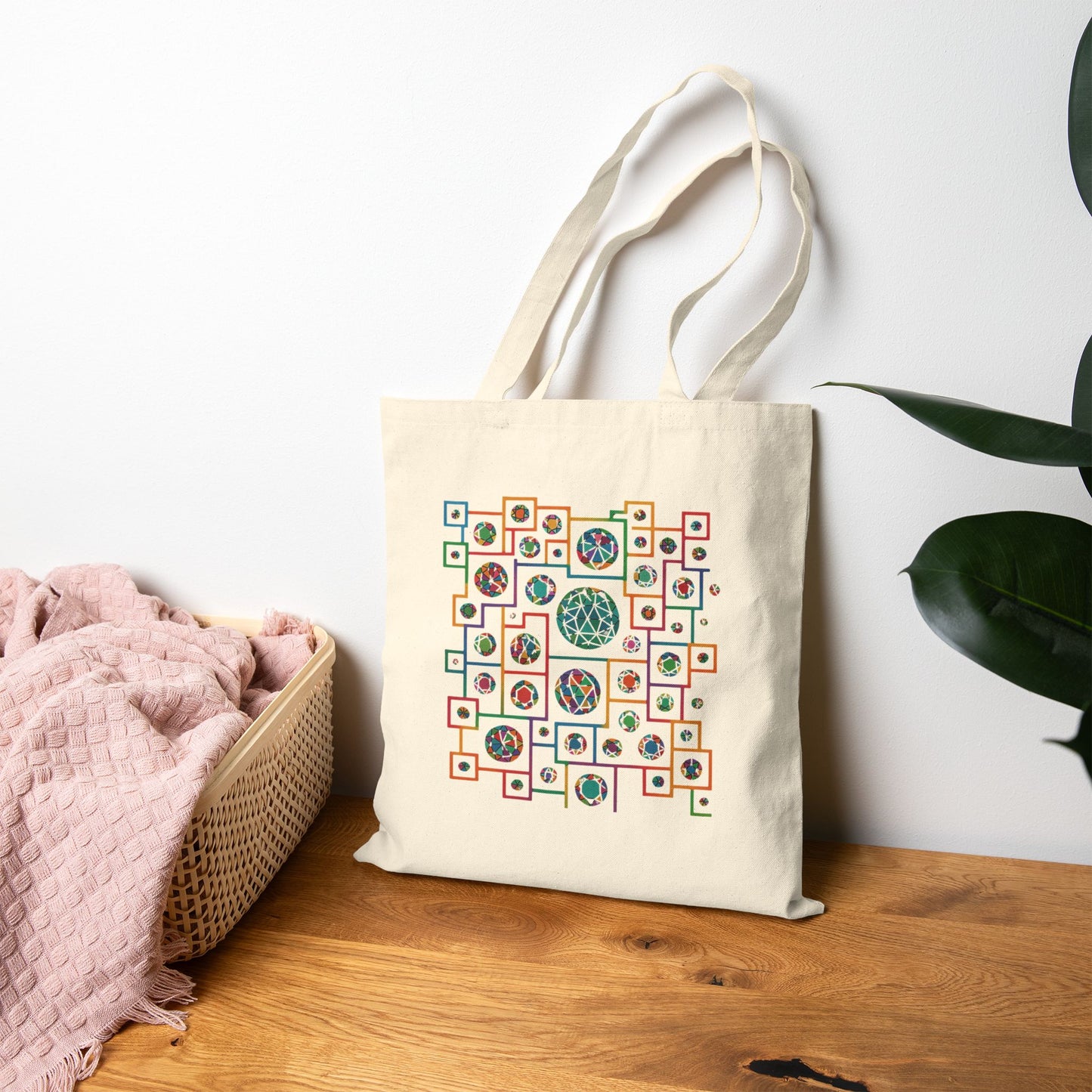 Nature-Inspired Cotton Canvas Tote Bag, Eco-Friendly Shopping Bag