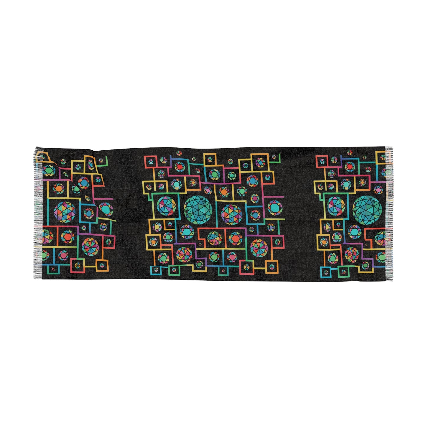 Geometric Heritage Patterned Light Scarf, Boho Chic Accessory