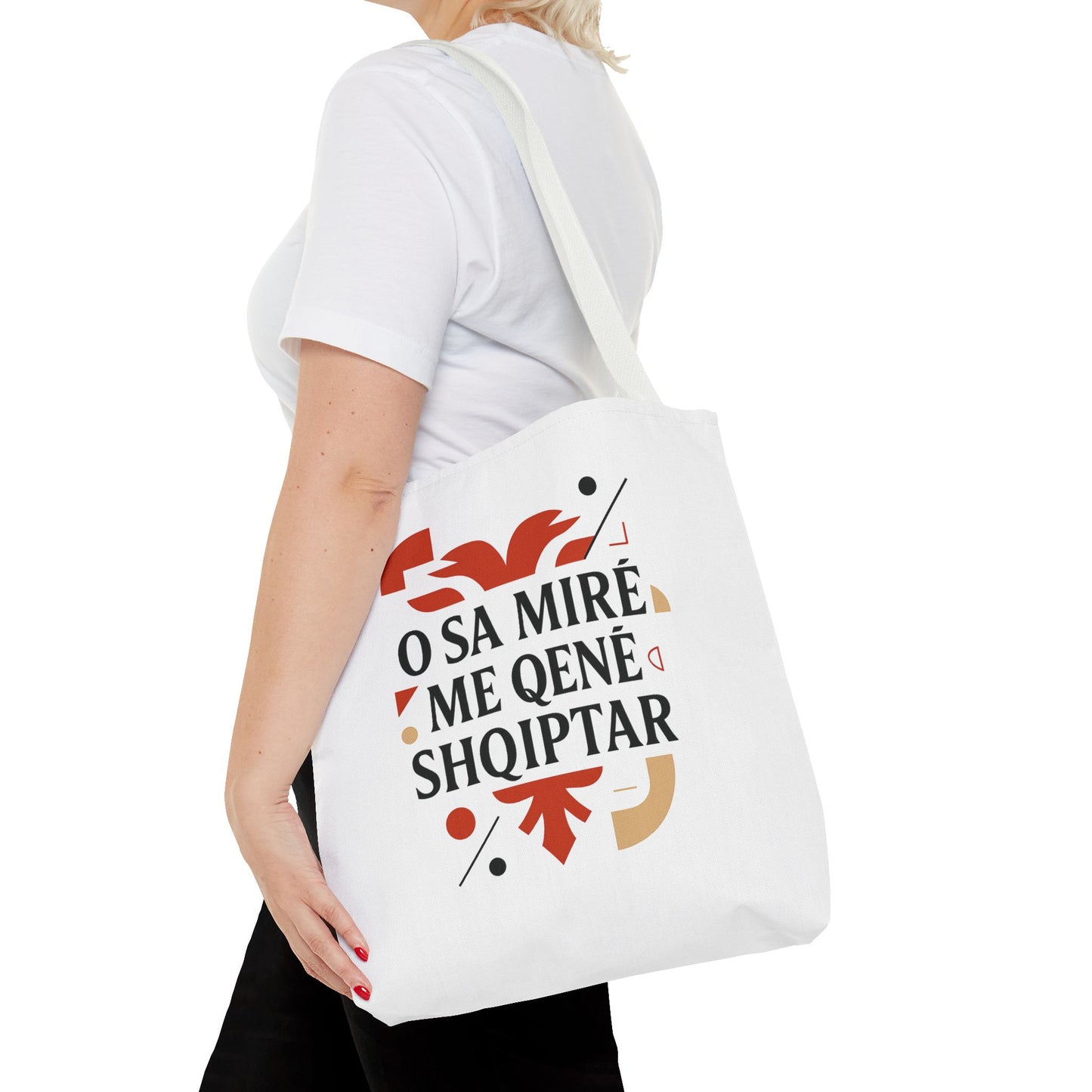 Chic Albanian Phrase Tote Bag, Stylish Shopping Bag, Eco-Friendly Tote, Gift for Language Lovers, Trendy Travel Companion