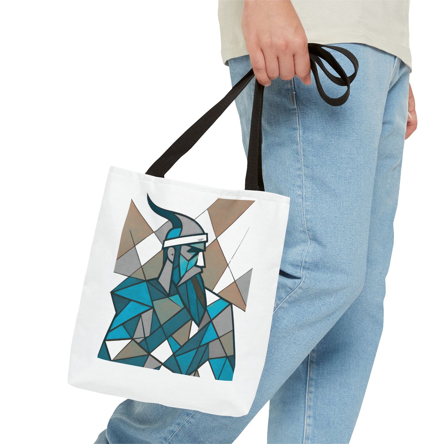 Geometric Warrior Tote Bag | Honoring Albanian Hero - Gjergj Kastrioti Skenderbeu